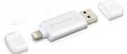 ФлешкаTranscendJetDriveGo300,64GBLightning+USB3.1,SilverPlating,Classic