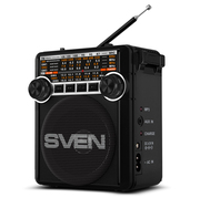 SVENSRP-355Black,FM/AM/SWRadio,3WRMS,8-bandradioreceiver,built-inaudiofilesplayerfromUSB-fash,microSDandSDcardstoragedevices,telescopicswivelantenna,built-inbattery