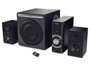 EdifierC3XBlack,2.1/65W(45W+2x10W)RMS,withExternalAmplifier,USB&SDcardinput(MP3/WMA),LEDdisplay,Audioin:twoanalog(AUX,PC),remotecontrol,allwooden,(sub.8"+satl.(3.5"+1/2"))