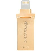 ФлешкаTranscendJetDriveGo500,32GBLightning+USB3.1,GoldPlating,MetallicCase