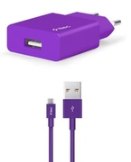 ttecWallChargerSmartTravelwithCableUSBtoMicroUSB2.1A(1.2m),Purple
