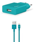ttecWallChargerSmartTravelwithCableUSBtoLightning2.4A(1.2m),Turquoise