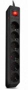 SurgeProtectorSVENOptima,6Socketswithchildrenprotection,3m,Wallmountable,Black