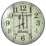 ClockWallEsperanzaPARISEHC018PWhite,30cm,(text:LesFourchettes),plasticframe,Quietmovement,hookforeasyinstallation,Power:1xAAbattery(notincluded)