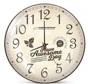 ClockWallEsperanzaLAUSANNEEHC018LWhite,30cm,(text:HaveAwesomeDay),plasticframe,Quietmovement,hookforeasyinstallation,Power:1xAAbattery(notincluded)