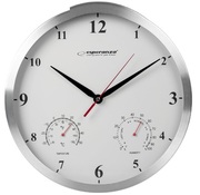 ClockWallEsperanzaWASHINGTONEHC008WWhite,30cm,Aluminumclockframeandhands,Quietmovement,hookforeasyinstallation,Measurements:temperatureandhumidity,Powersupply:1x1.5VAAbattery(notincluded)