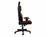 "GamingChairCanyonFobos,Maximumload150kg,Headrest&Lumbarcushion,Black/OrangeWheels:60mmPolyurethane,Class4GasLift,2Dadjustablearmrests,Tiltedbackrest90°-150°,1.5mmthickmetalframe,Highqualityecoleather,Nylon5StarsBase