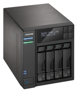 4-bayNASServerASUSTOR"AS6204T",IntelCeleronN3150(Quad-Core)1.6-2.24GHz,4GBDDR3L(Max.8GB),2.5"/3.5"SATAx4(HotSwap),LCDPanel,USB3.0x3,USB2.0x2,eSATAx2,GigabitLANx2,HDMI,S/PDIF,AES-NI,HT,IR,Surveillance:<25(4Free)
