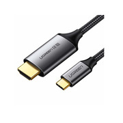 UGREENUSB-CtoHDMIMaletoMaleCableAluminumShell1.5m,GrayBlack